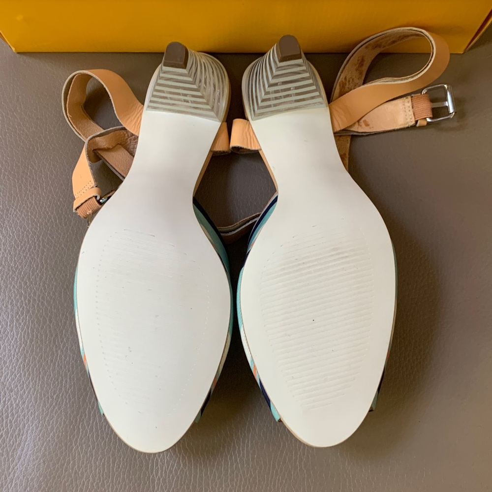 Pilcro and the Letterpress Aqua and Navy Striped Mules - Picture 4 of 5